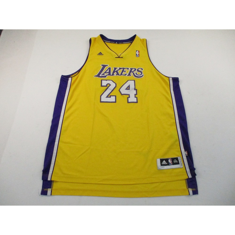 Adidas Jersey Mens XXL Yellow Lakers 24 Kobe Bryant NBA Basketball +2 Length